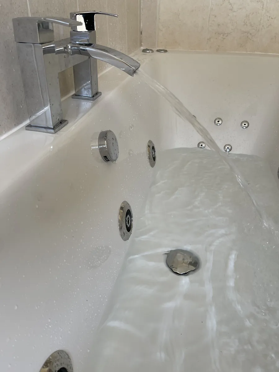 Testing the jets on a new whirlpool bath near Exeter Airport