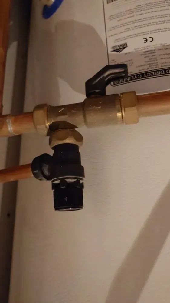 Isolation valve and pipework on a hot water cylinder repaired in Exeter