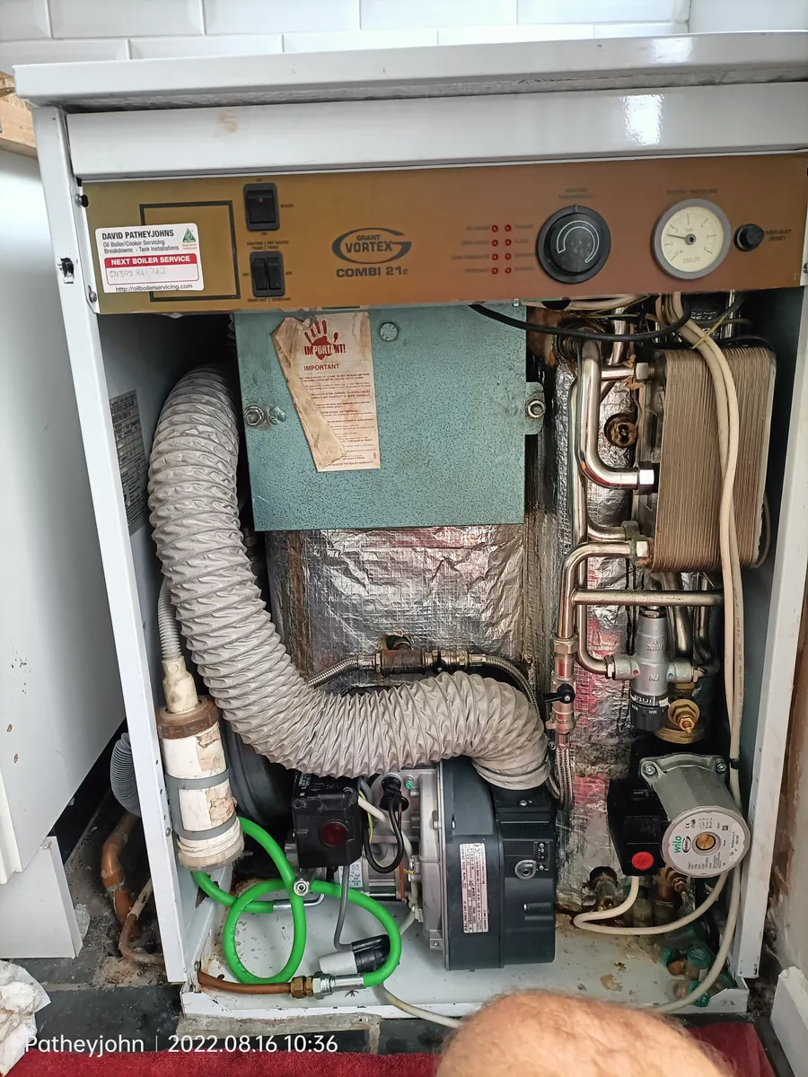 Grant oil boiler with the casing off, Exeter
