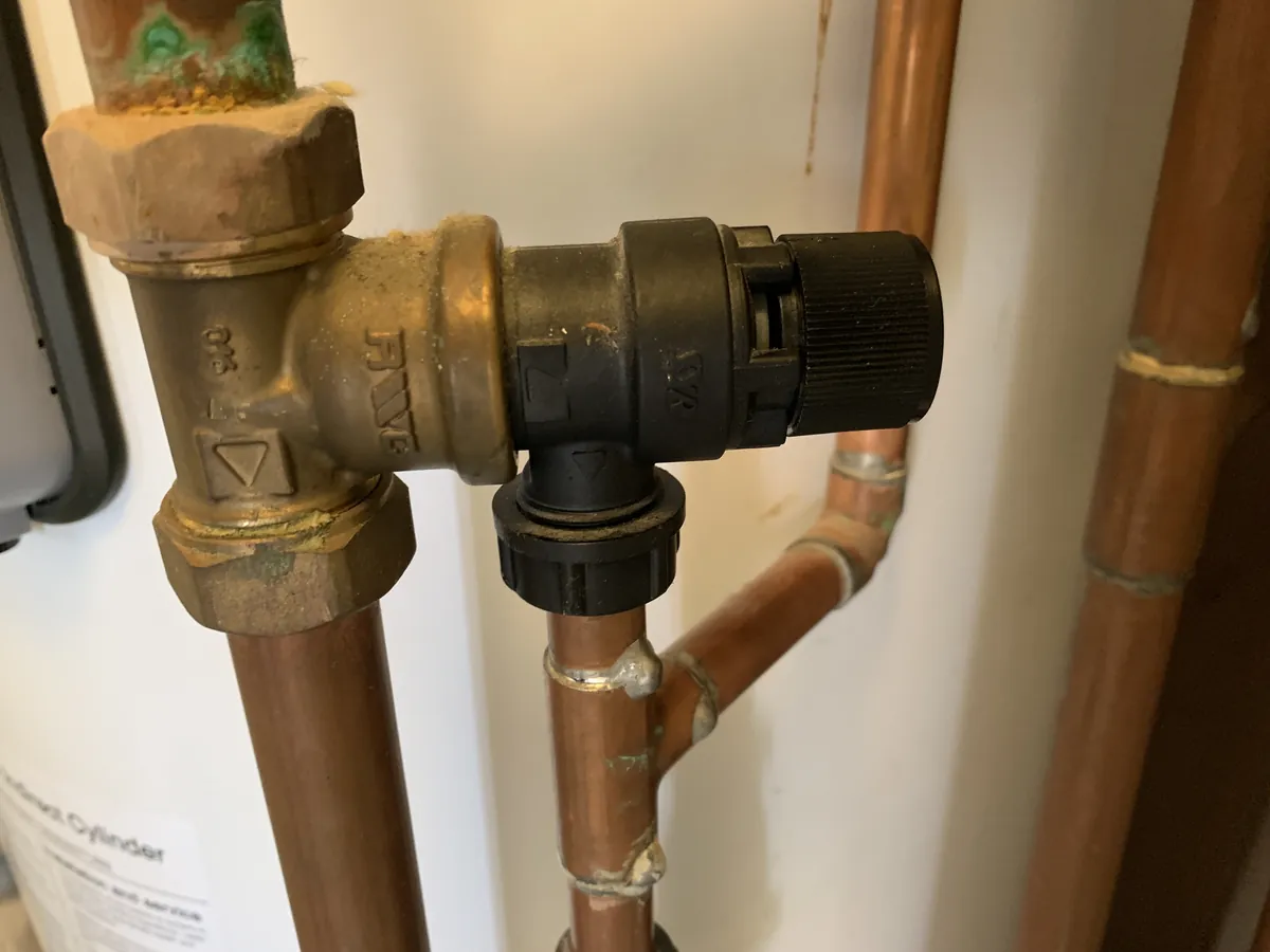 Pressure relief valve on an unvented cylinder, Exeter